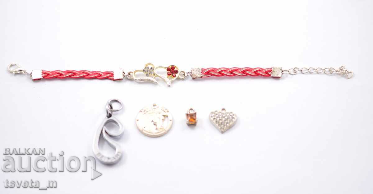Bracelet and 4 pcs. pendants