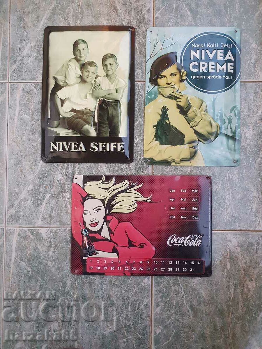 Nivea and Coca Cola metal signs