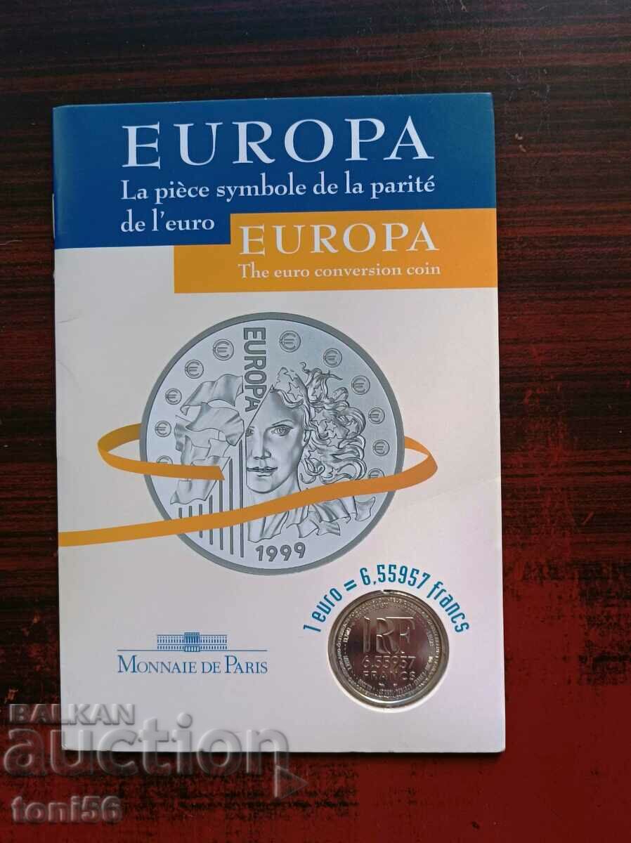 France 1 Euro = 6.559 Francs 2000 UNC - Silver