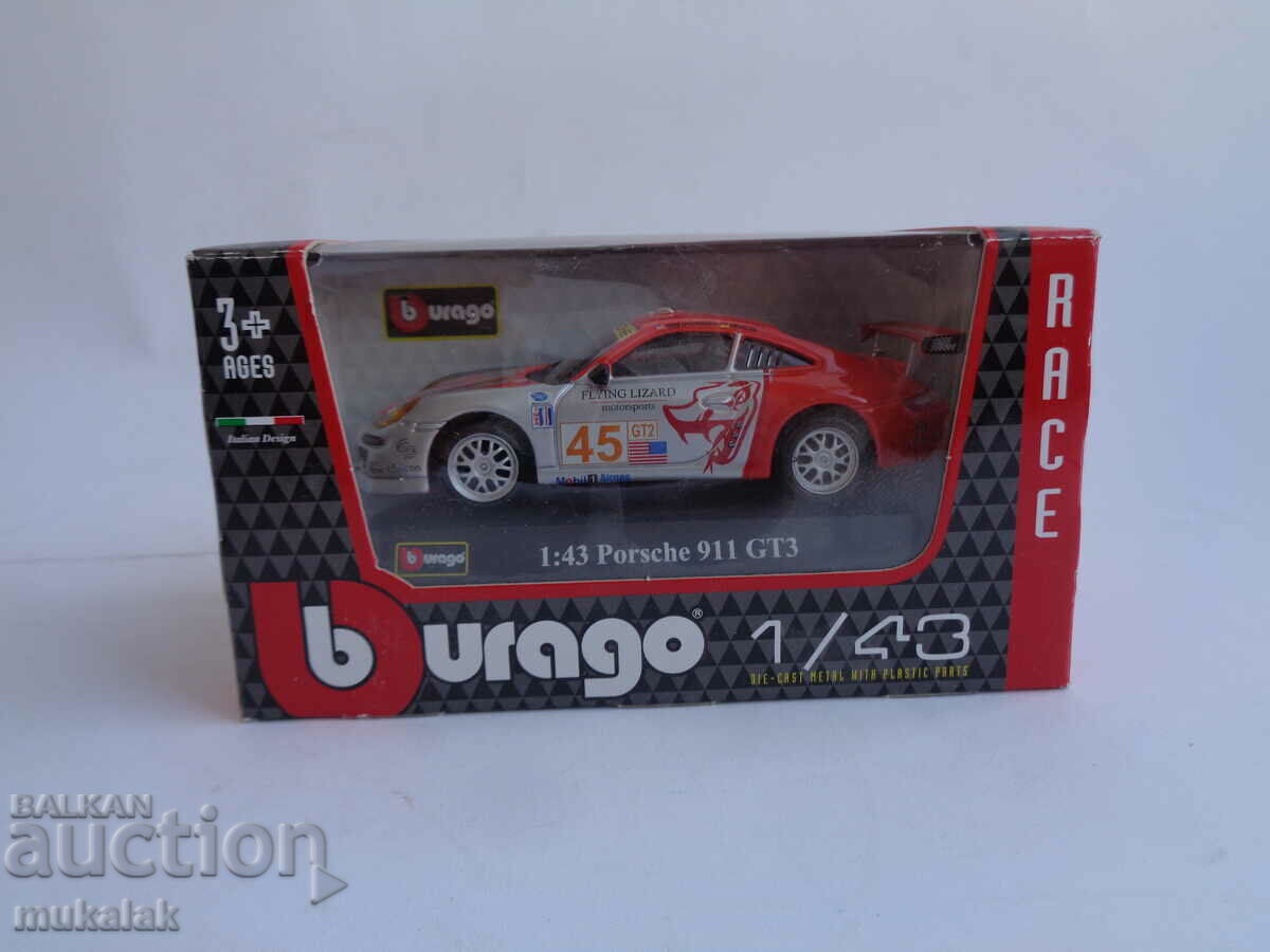 1:43 BBURAGO PORSCHE 911 GT 3 CARD TOY MODEL