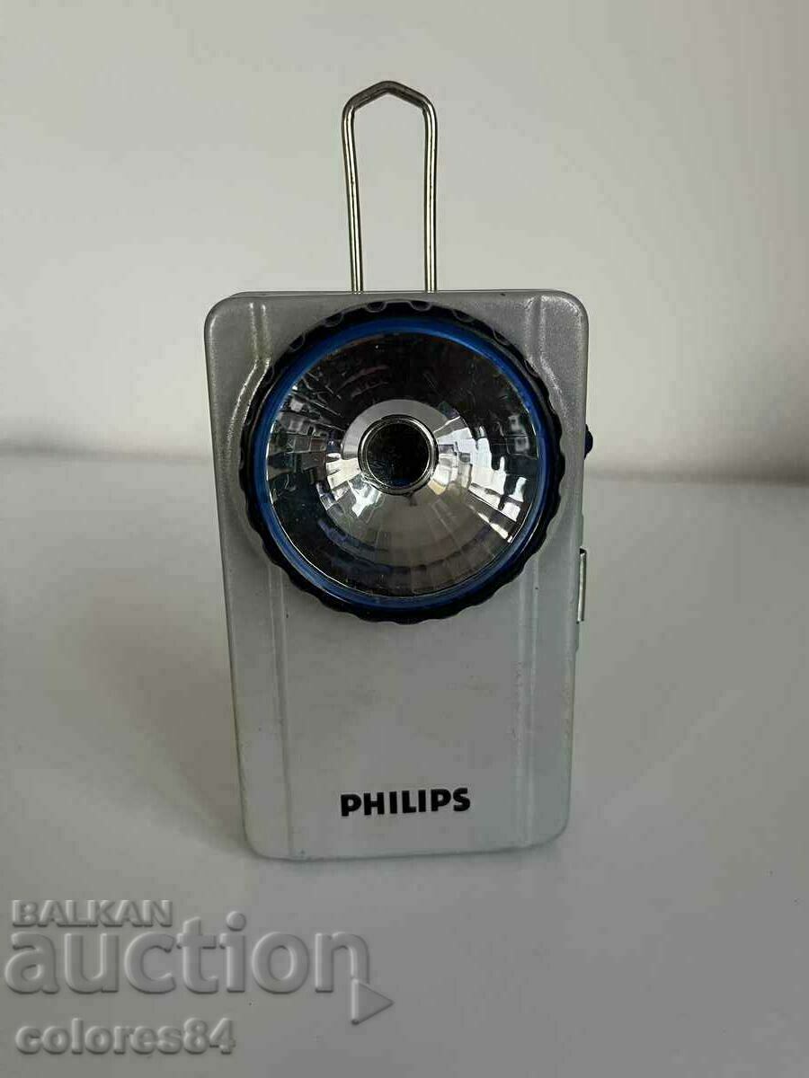 Old Philips flashlight, Philips, vintage, signal flashlight