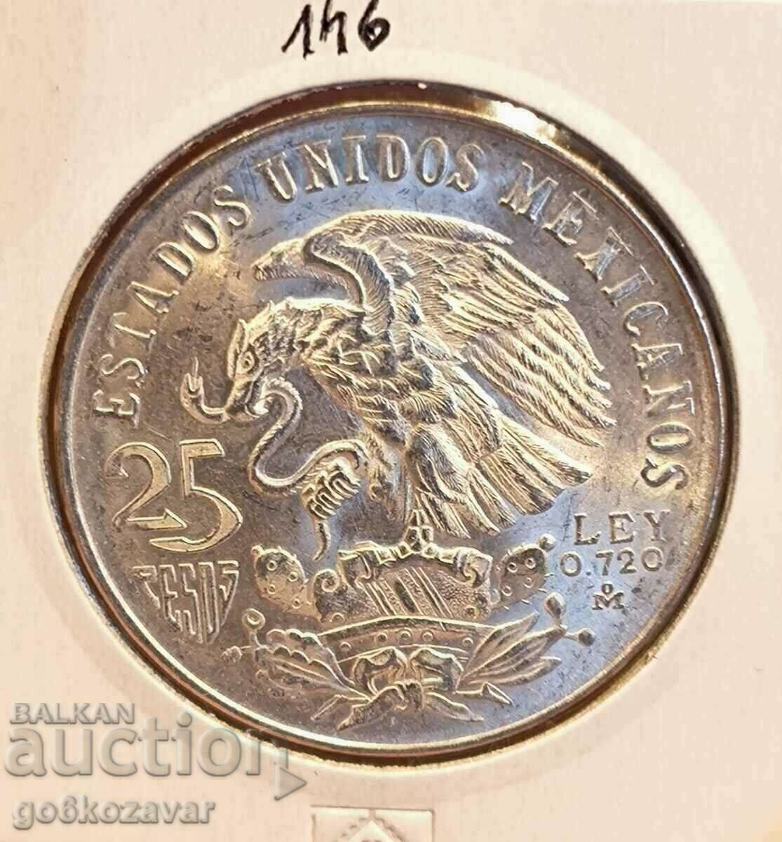 Mexico 25 pesos 1968 Silver! UNC!