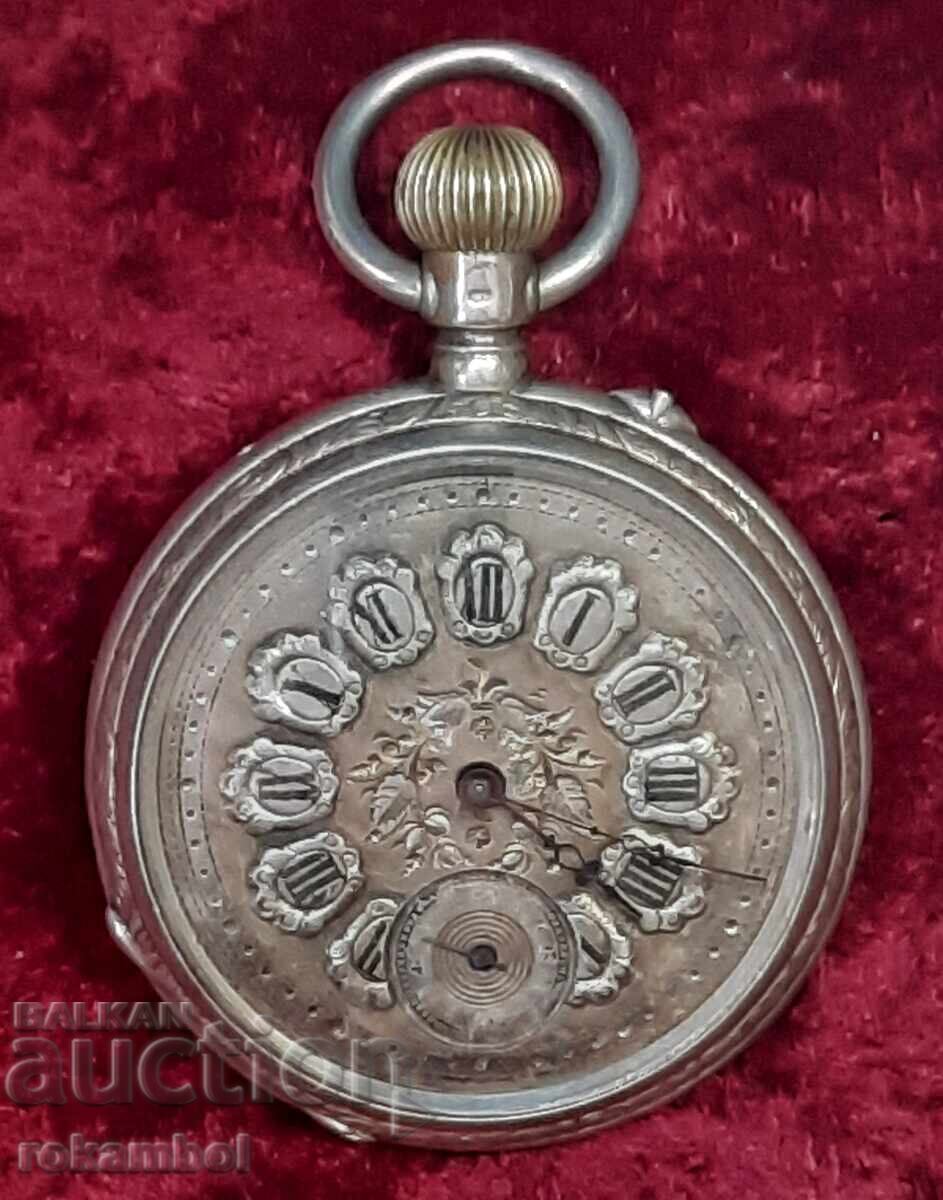 Ceas de buzunar elvețian argintiu