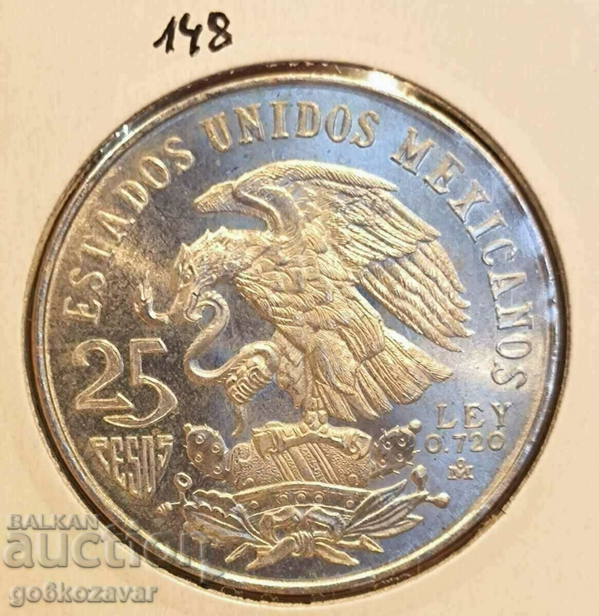 Mexico 25 pesos 1968 Silver! UNC!