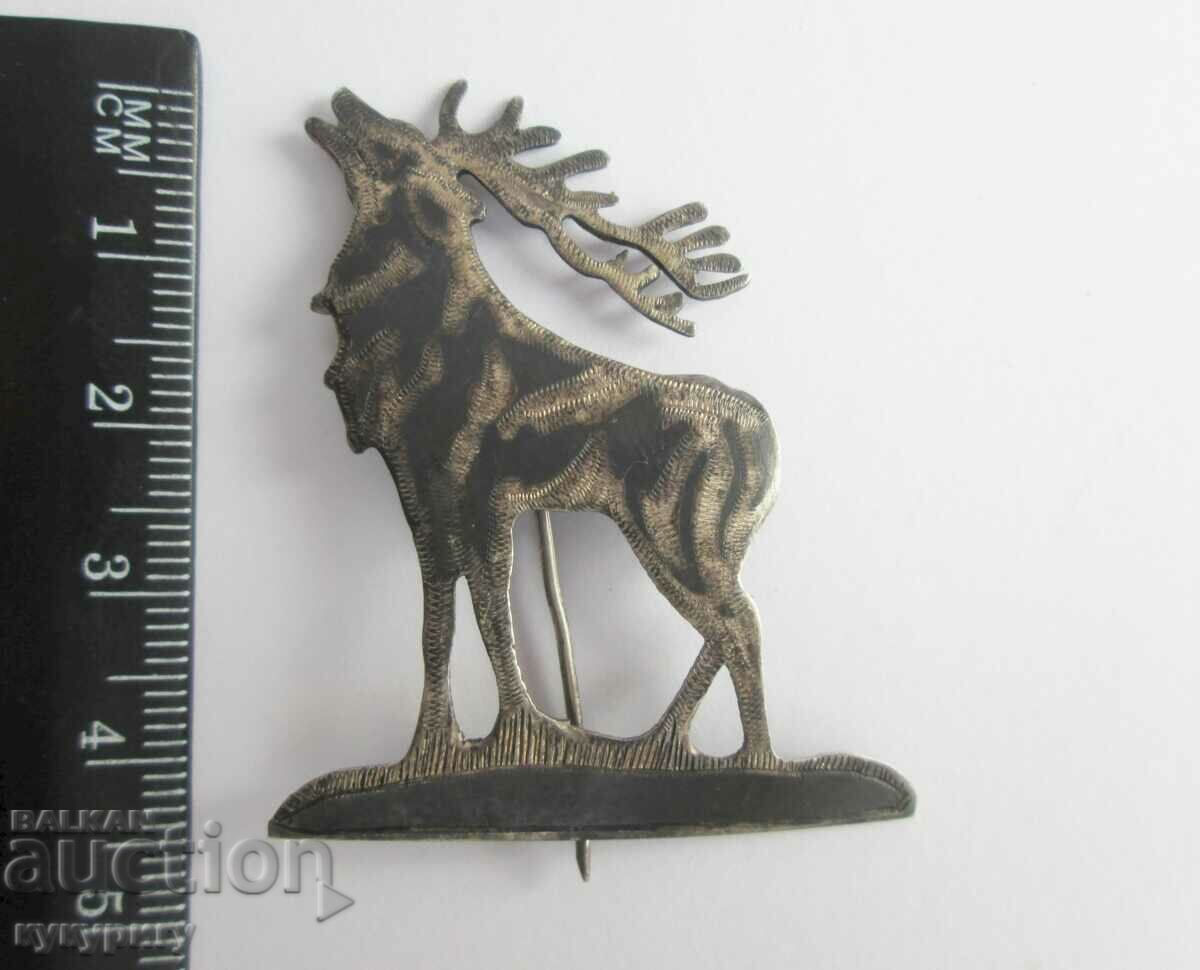 Old Royal Silver Hunting Badge Deer Brooch Niello - 7 Old Royal Silver Hunting Badge Deer Brooch Niello - 7
