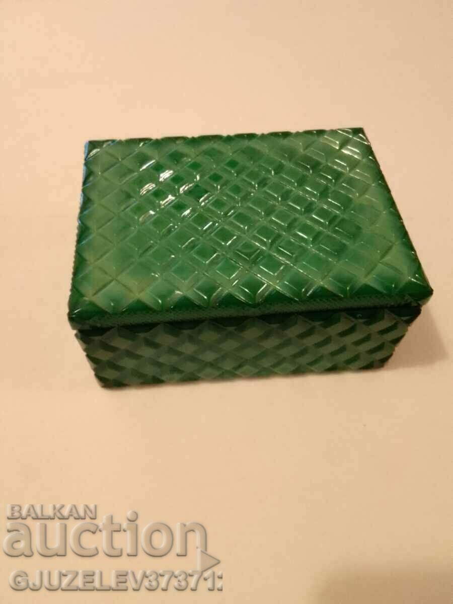 Auction  Bohemian glass malachite box