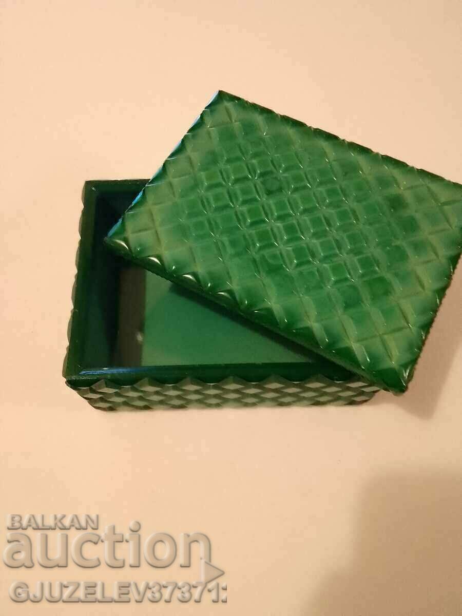 Bohemian glass malachite box