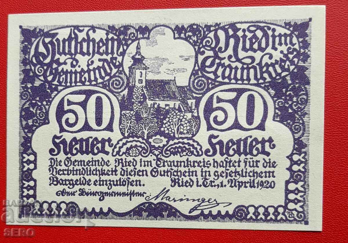 Bancnota-Austria-G.Austria-Traunkreis-50 Heller 1920