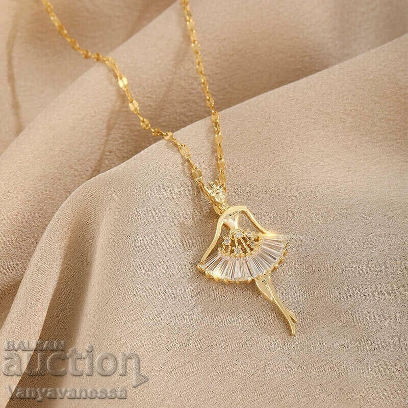 Ballerina necklace in medical steel with 18k gold plating