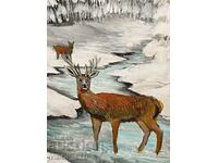 painter! painting "SHEER DEER"/signature/canvas