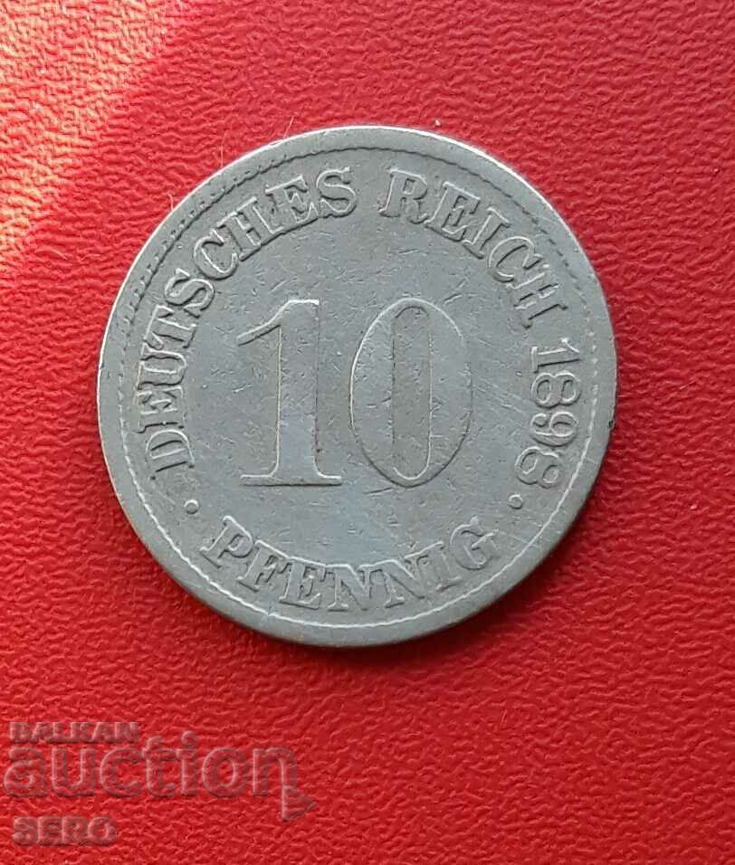 Germany-10 pfennig 1898 G-Karlsruhe-rare