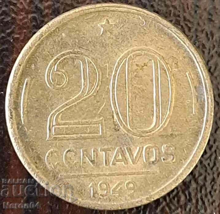 20 centavos 1949, Brazil