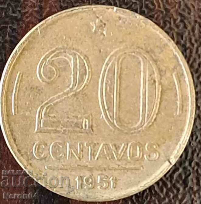 20 centavos 1951, Brazilia