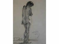 Dimitar Gyuzhenov-naked body-drawing-signed-1920-framed
