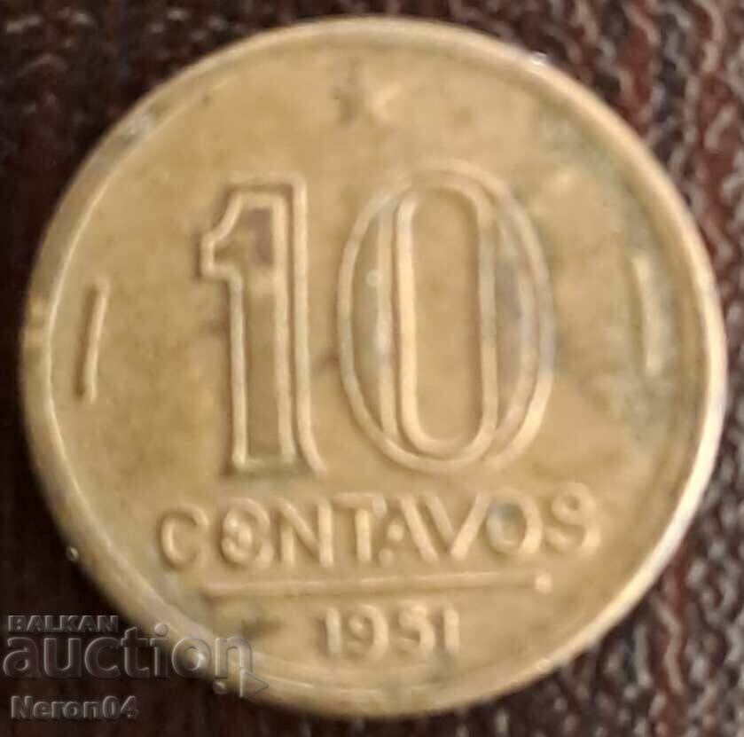 10 центаво 1951, Бразилия