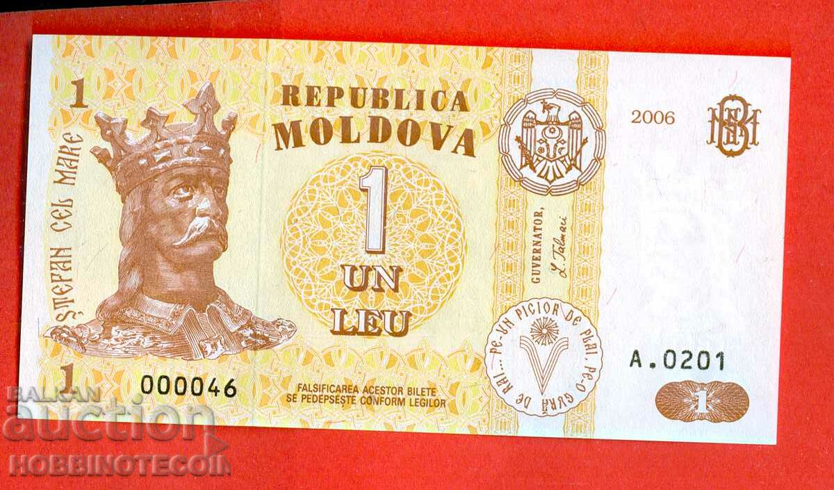 МОЛДОВА MOLDOVA 1 Леу емисия issue 2006 - 000046 НОВА UNC
