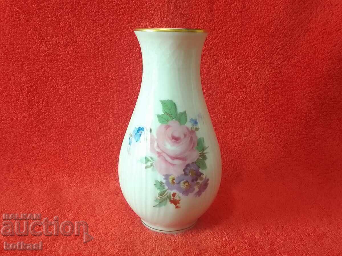 Old porcelain vase Hutschenreuther Dresden gilt relief