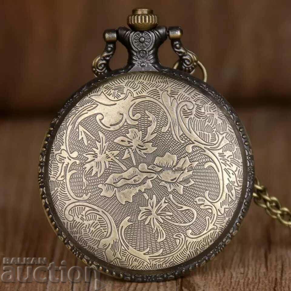 Аукцион Нов Джобен часовник пиратски череп саби кости корсар черен Аукцион Нов Джобен часовник пиратски череп саби кости корсар черен