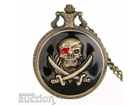New Pocket Watch Pirate Skull Sabers Bones Corsair Black