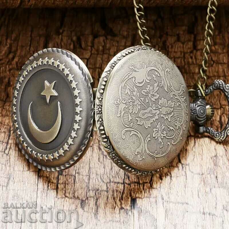 Аукцион Нов часовник с полумесец и звезда Турция турско знаме символ Аукцион Нов часовник с полумесец и звезда Турция турско знаме символ