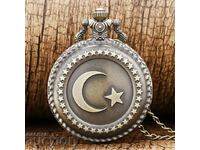 New clock with crescent moon and star Turkey Turkish flag symbol