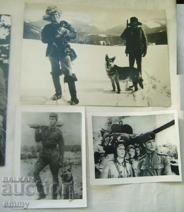 Auction  Old photo/card "The four tankers and the dog" - 4 pcs.
