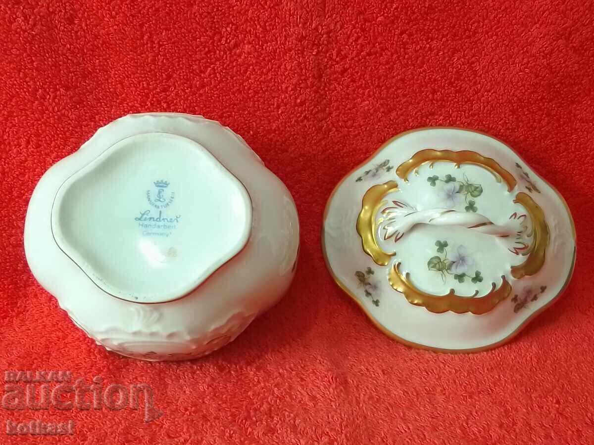 Cutie veche de bijuterii din porțelan placată cu aur Lindner Handmade - 5 Cutie veche de bijuterii din porțelan placată cu aur Lindner Handmade - 5