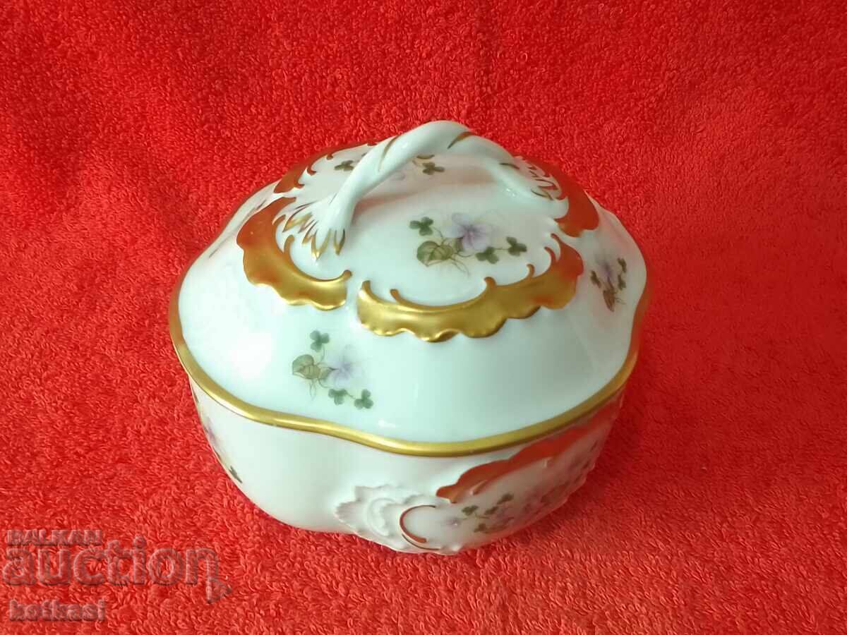 Old porcelain jewelry box Gold plated Lindner Handmade - 6 Old porcelain jewelry box Gold plated Lindner Handmade - 6