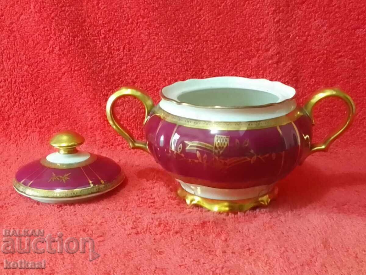Auction  Old Porcelain Bowl Sugar Bowl Hutschenreuther gilt