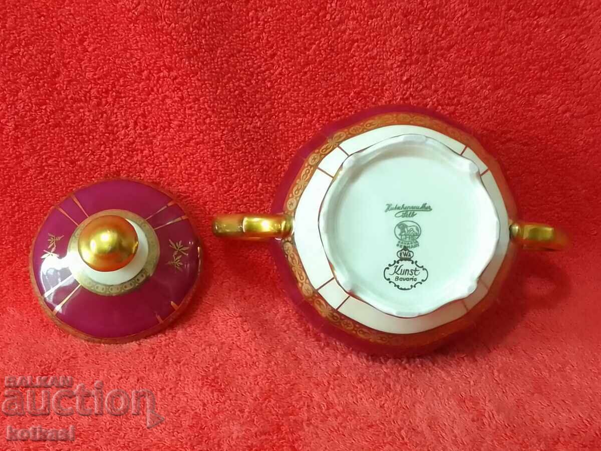 Old Porcelain Bowl Sugar Bowl Hutschenreuther gilt - 6