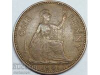 Great Britain 1 penny 1961 Elizabeth II 30mm