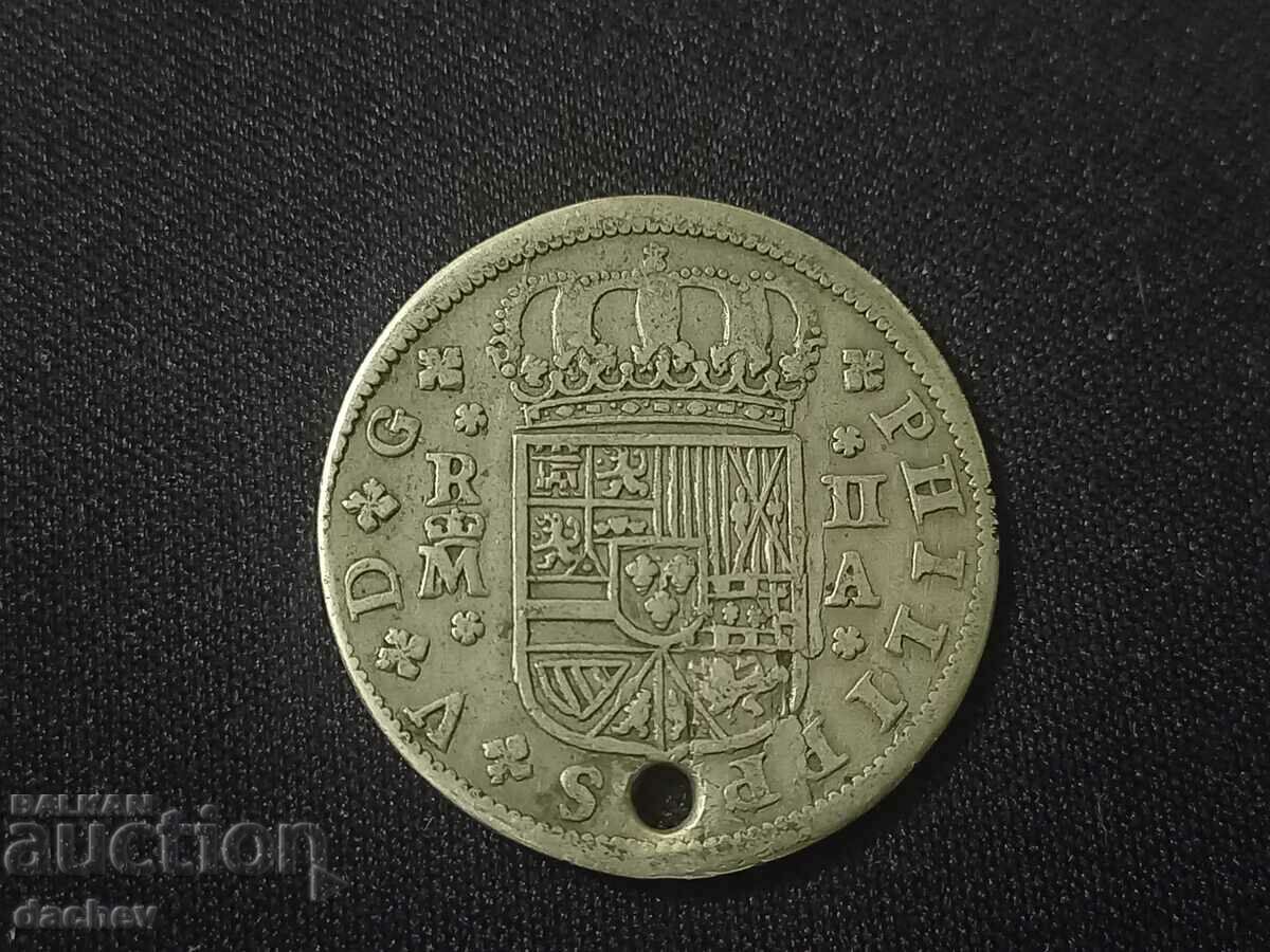Auction Rare Silver Reala Coin Spain Silver from Jewelry 1721 Auction Rare Silver Reala Coin Spain Silver from Jewelry 1721