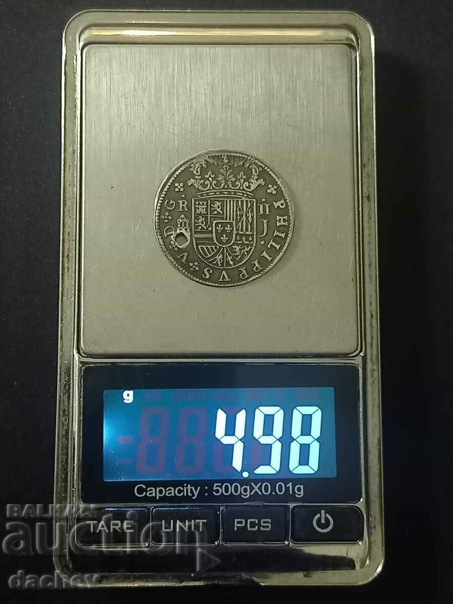 Σπάνιο ασήμι Reala Coin Ισπανία Ασήμι από κοσμήματα 1718.