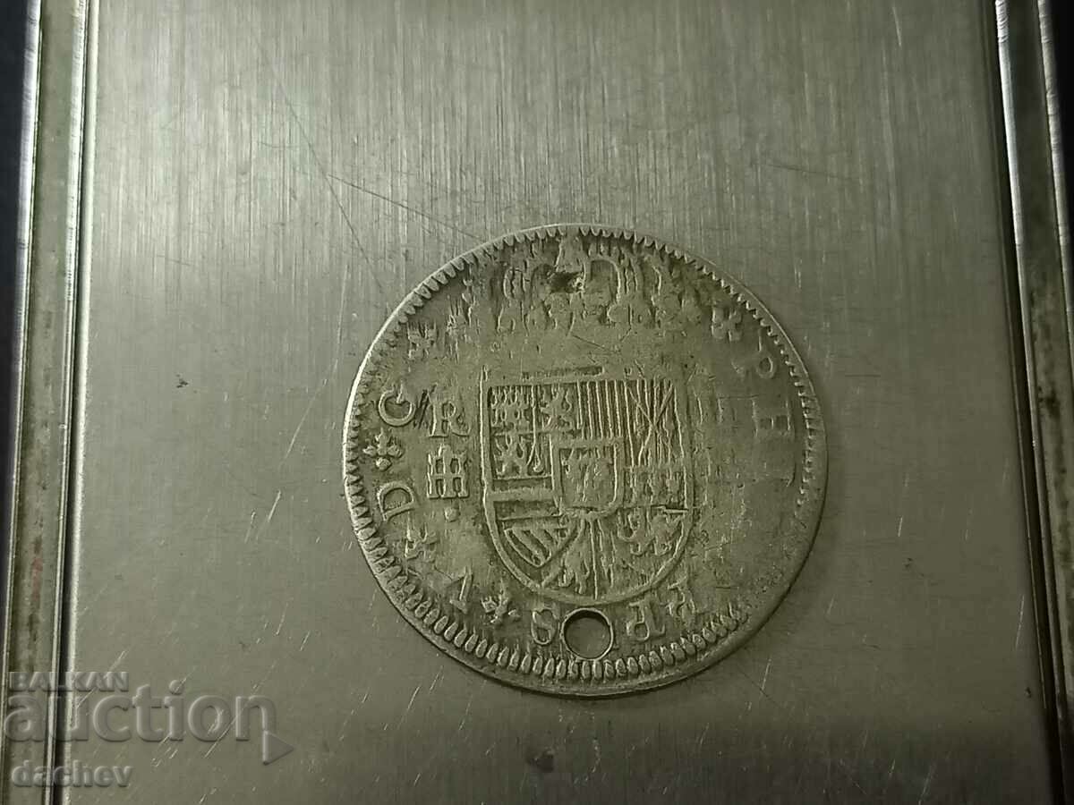 Rare Silver Reala Coin Spain Silver from Jewelry 1721 - 6 Rare Silver Reala Coin Spain Silver from Jewelry 1721 - 6