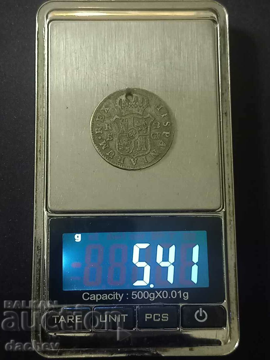 Rare Old Silver Coin Spain Mexico Mexico 1780