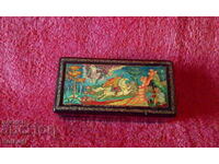 Old box papier mache drawing the tale The Dead Tsar and