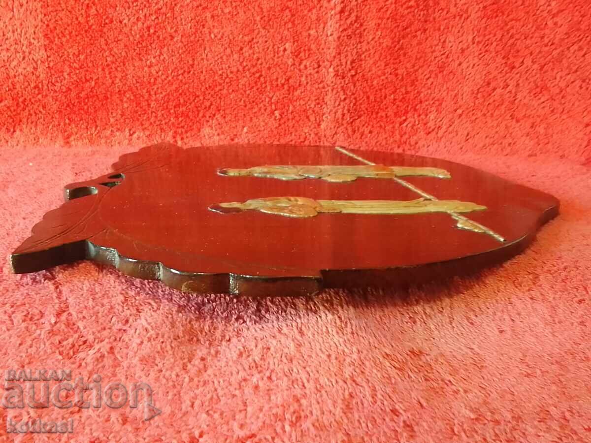 Wooden panel form Peach male female jade semi precious stones - 5