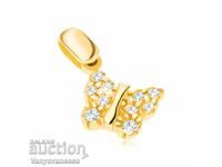 Pendant made of 14K gold - butterfly with structured