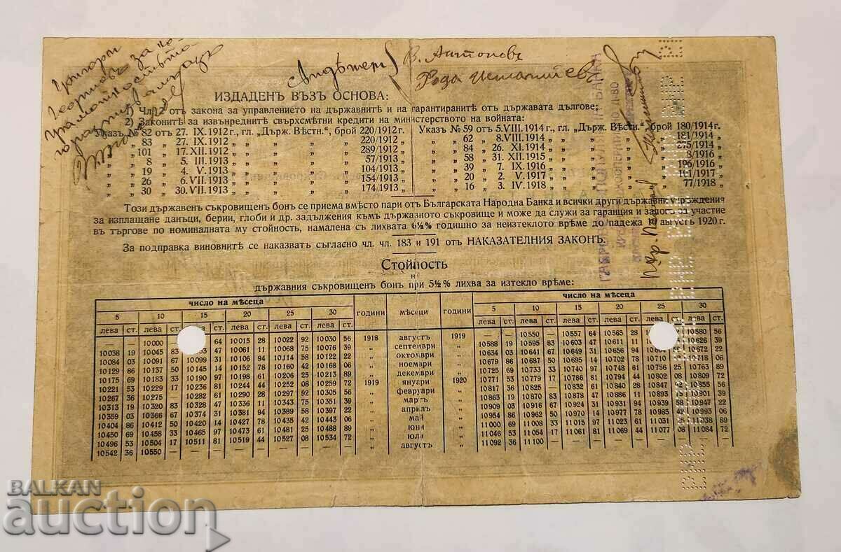 10,000 BGN 1922 (P 29 a, T 13) BON with price 4000.00 BGN | € 2045.17 10,000 BGN 1922 (P 29 a, T 13) BON with price 4000.00 BGN | € 2045.17