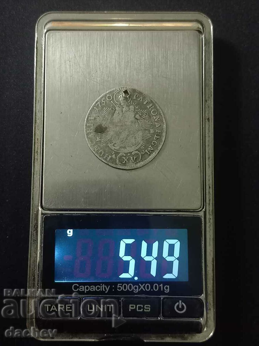 Monedă de argint rară Ungaria Kreuzer Austro-Ungaria 1750