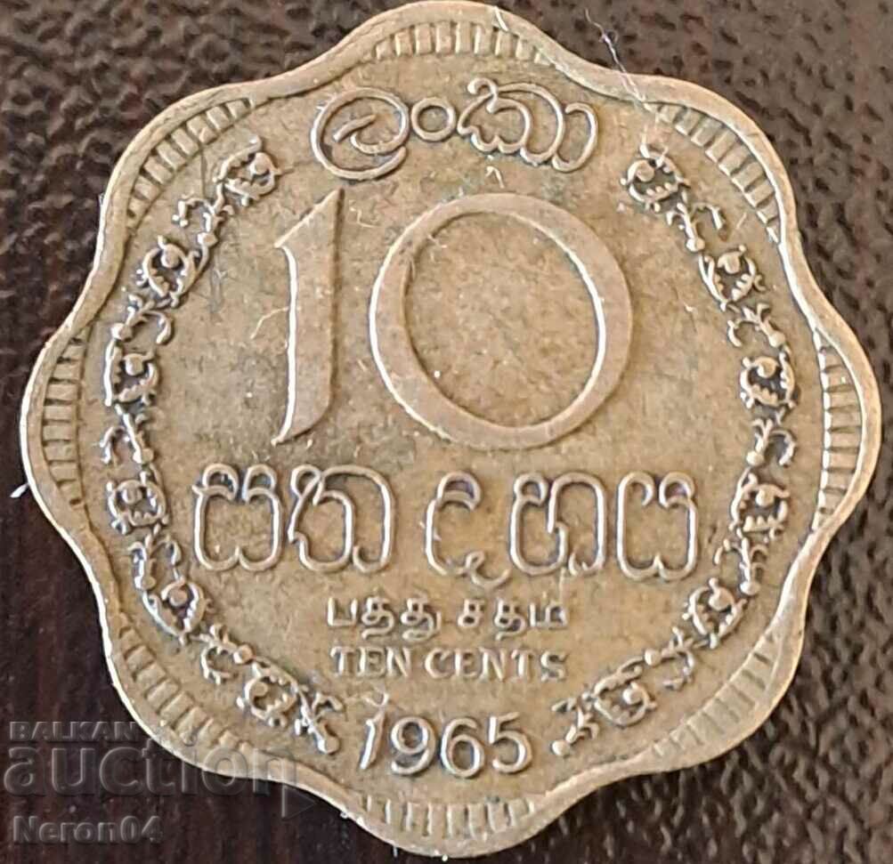 10 cents 1965, Sri Lanka