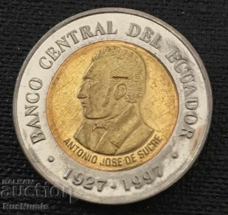 Еквадор.100 сукре 1997 г. 70 год. Централна банка.UNC.