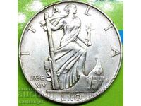 10 лири 1936 Италия Виктор Емануил II 27мм   сребро