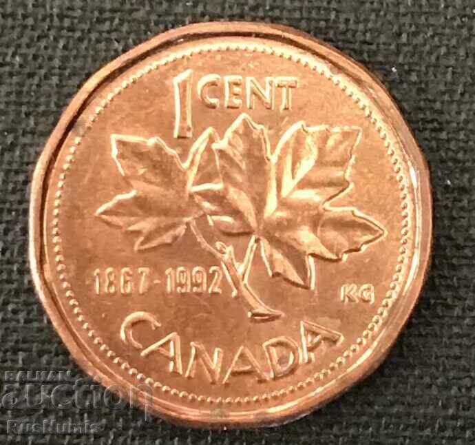 Canada. 1 cent 1992 Confederaţia Canadei.UNC