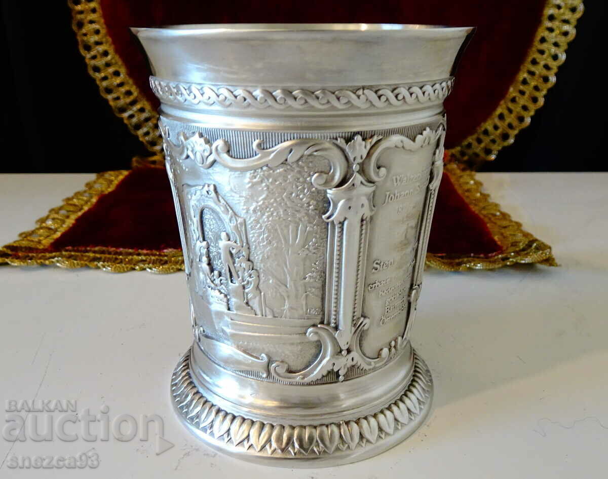 WMF pewter cup for the king of the waltz J.Strauss. - 7
