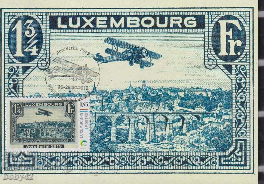 Card maxim, Airmail Luxemburg, 2019.