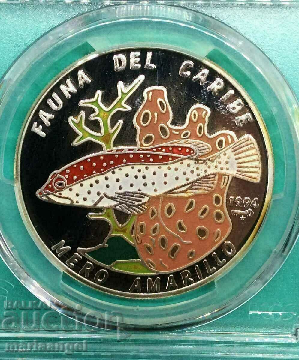 Cuba 10 Pesos 1994 PCGS PR66 DCAM 20g Argint - Rar