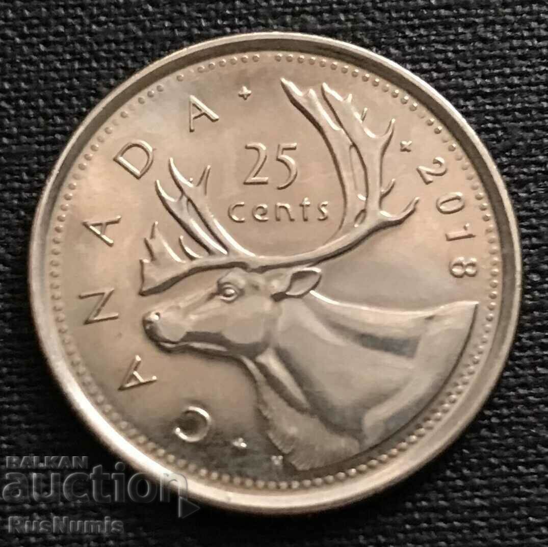 Канада. 25 цента 2018 г. UNC.