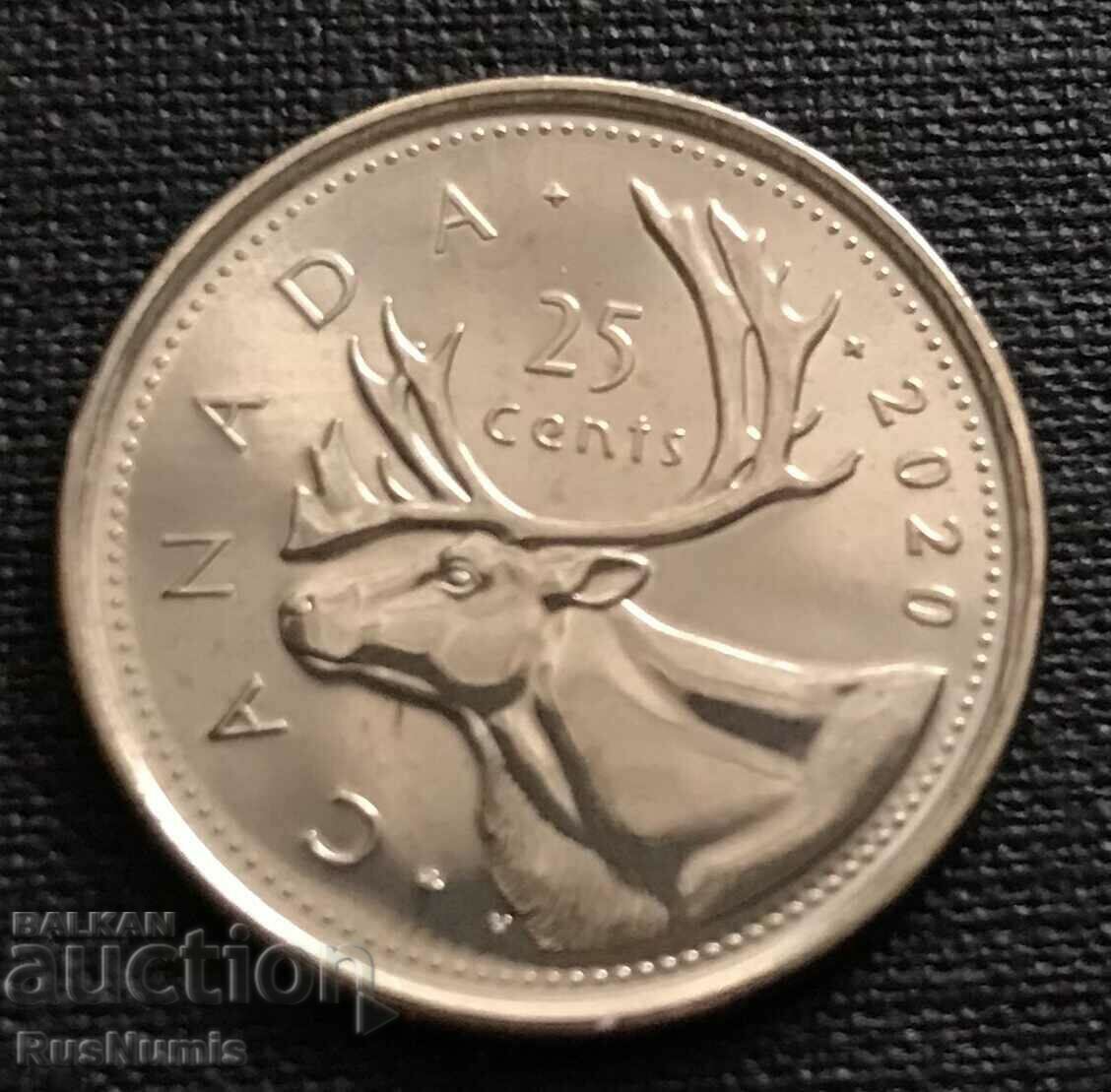 Canada. 25 cents 2020 UNC.