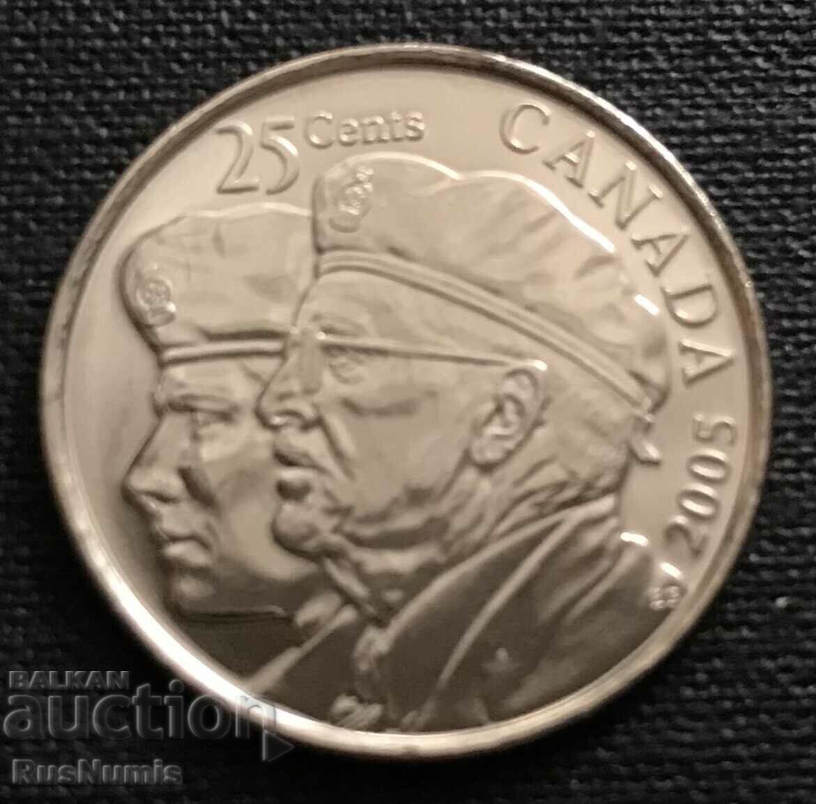 Канада. 25 цента 2005 г. Година на ветерана.UNC.